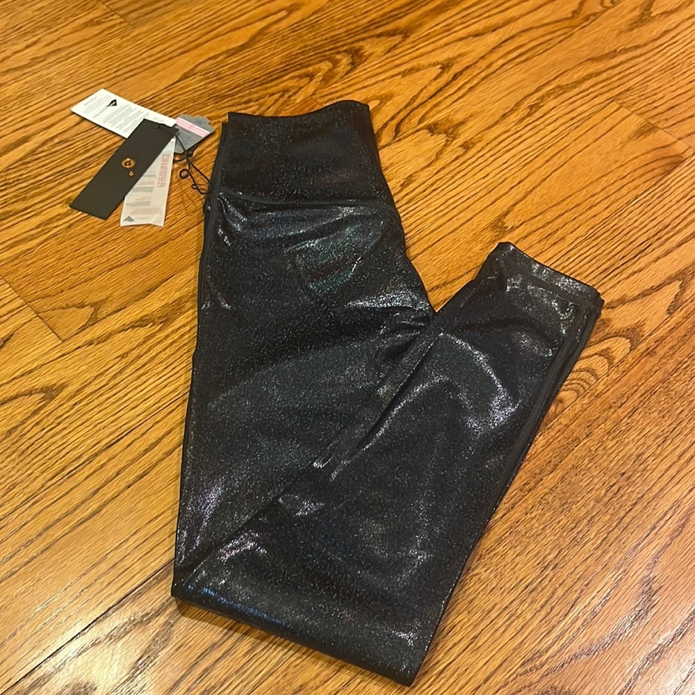 NWT Mono b Woman’s Blue Sparkle Spandex Leggings Size S